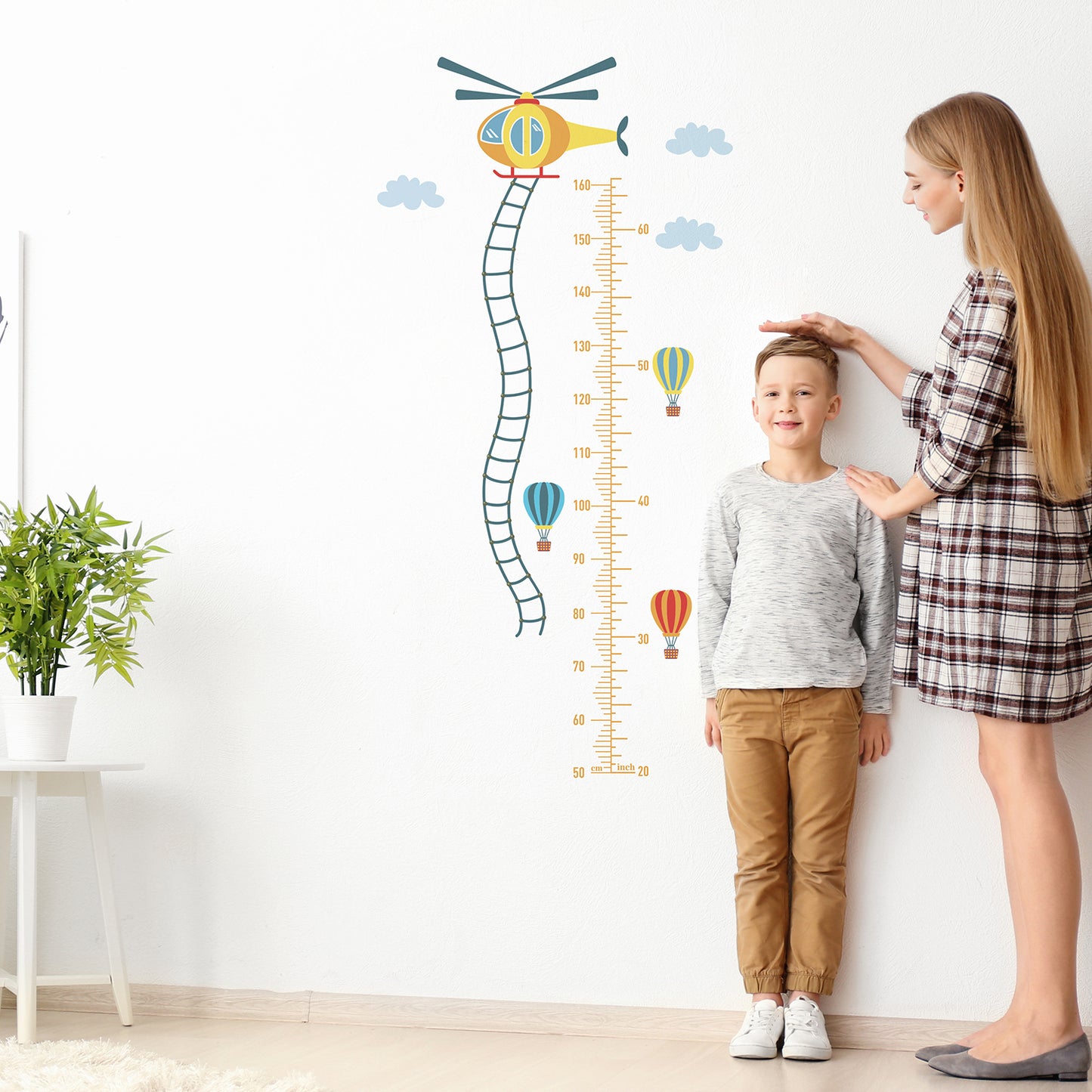 Helicopter & Air Balloon Height Wall Sticker