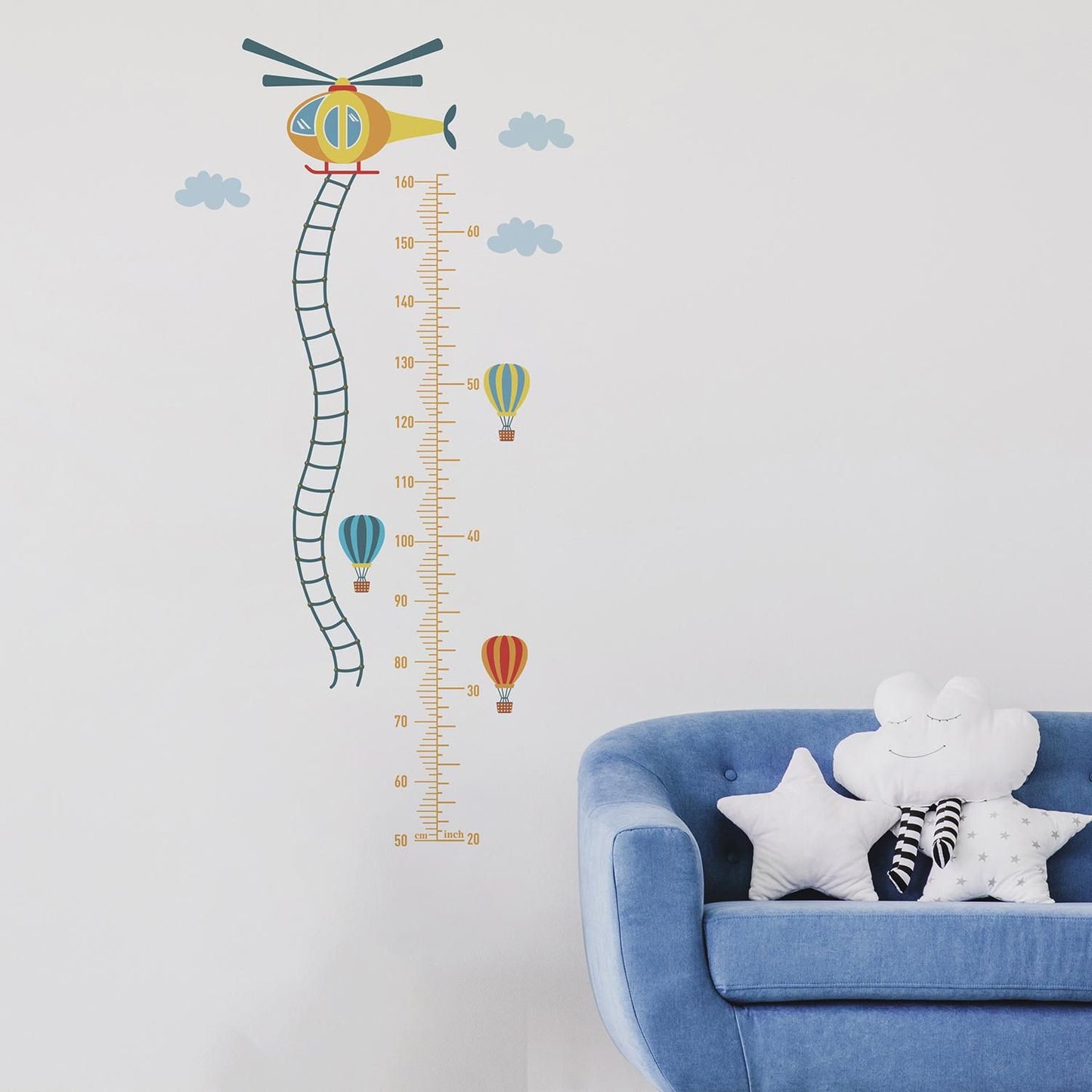 Helicopter & Air Balloon Height Wall Sticker