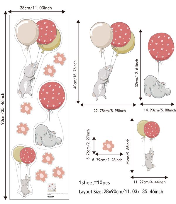 Rabbit & Air balloon decoraion sticker