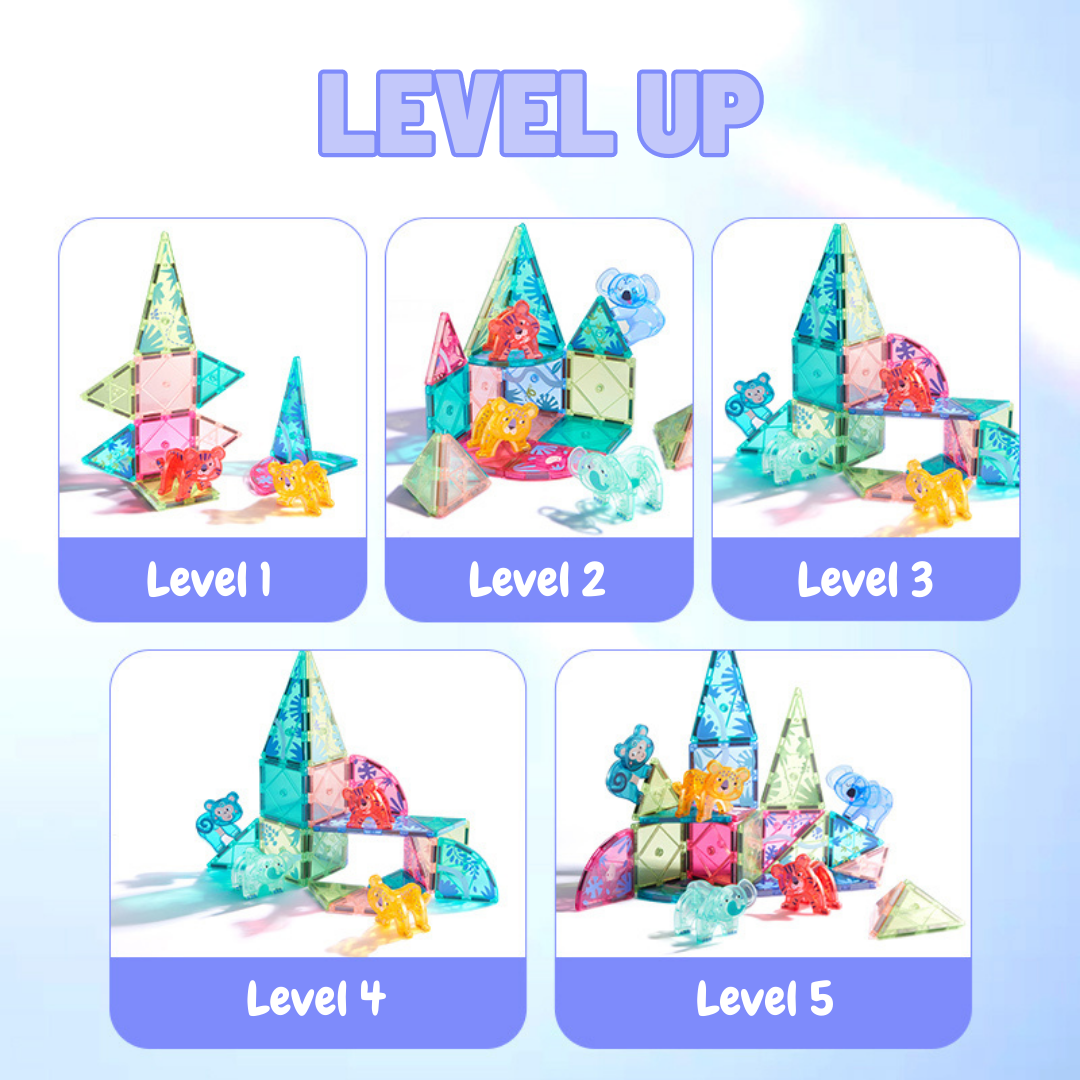 Colorful Magnetic Tiles 40 pcs - Animal Kingdom