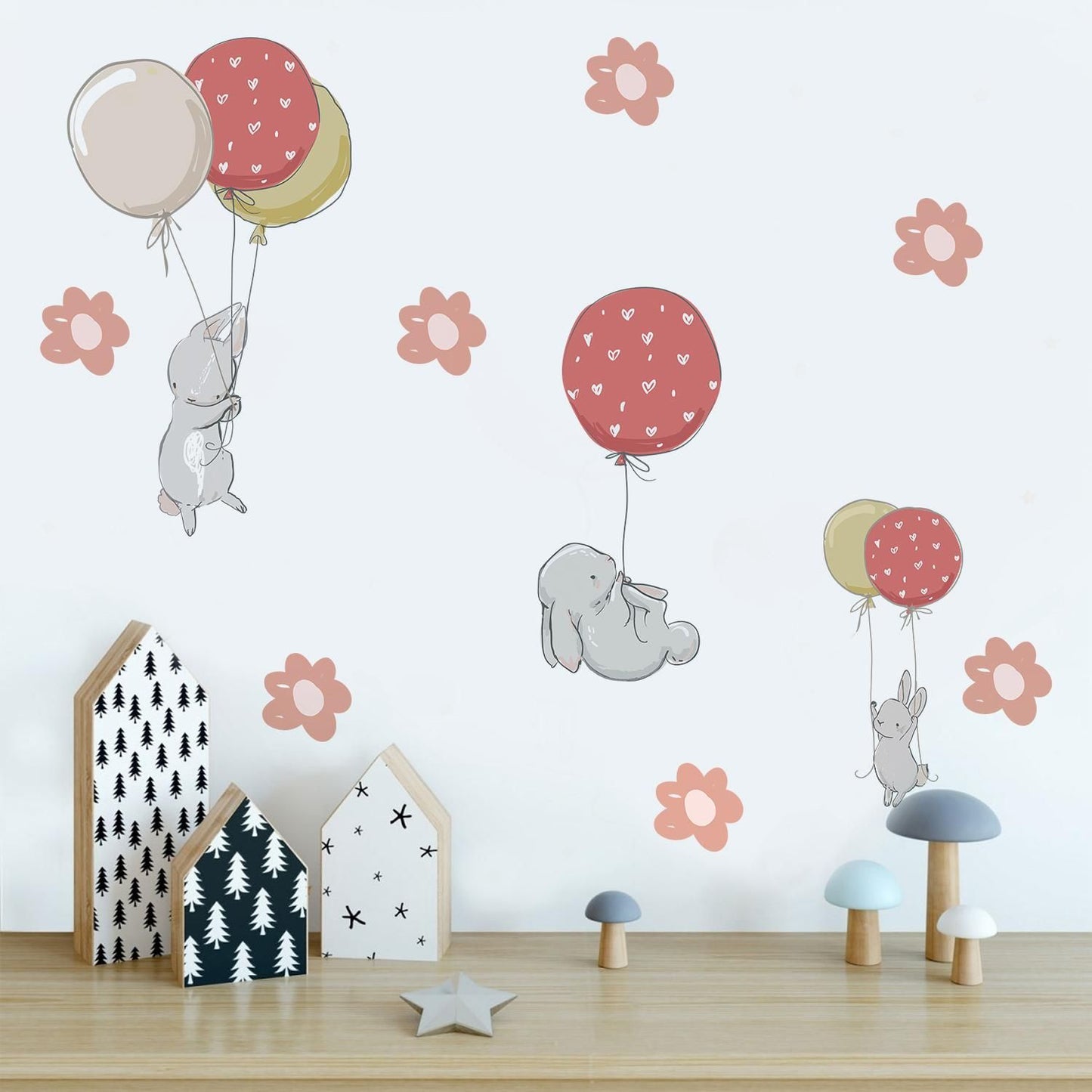 Rabbit & Air balloon decoraion sticker