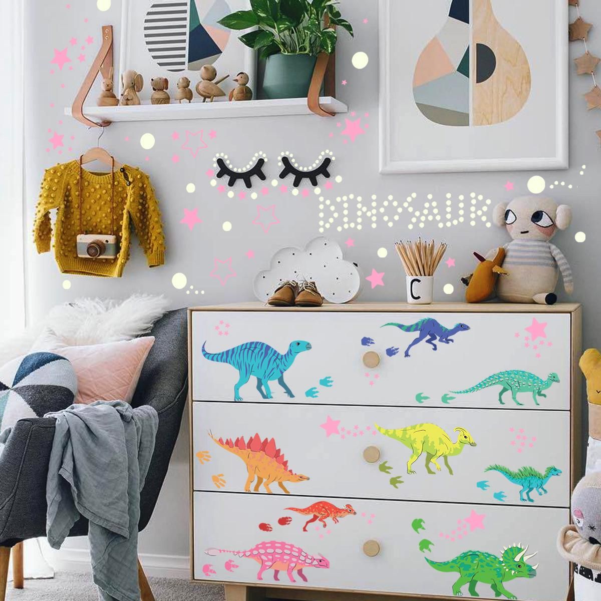 Glow in the dark dinosaur decoration sticker